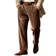 thumbnail image 3 of lcziwo Mens Regular Fit Dress Pants with Pockets Velvet Straight Leg Flat Front Formal Pants Solid Color Lightweight High-Waisted Slacks Coffee XXL, 3 of 10