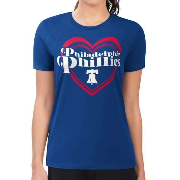 Women's G-III 4Her by Carl Banks Royal Philadelphia Phillies Super-Slim Fit Lightweight Double Heart T-Shirt