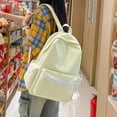 thumbnail image 4 of Solid Color Backpack with Zippered Side Pocket, Aesthetic School Backpack, Lightweight Breathable Bookbag for Middle School College, Yellow, 4 of 8