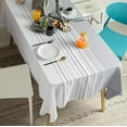 thumbnail image 2 of Fennco Styles Modern Woven Striped Cotton Tablecloth 40" W X 55" L - White Textured Rectangle Table Cover for Dining Table, Banquet, Family Gathering, Holiday and Special Occasion, 2 of 3