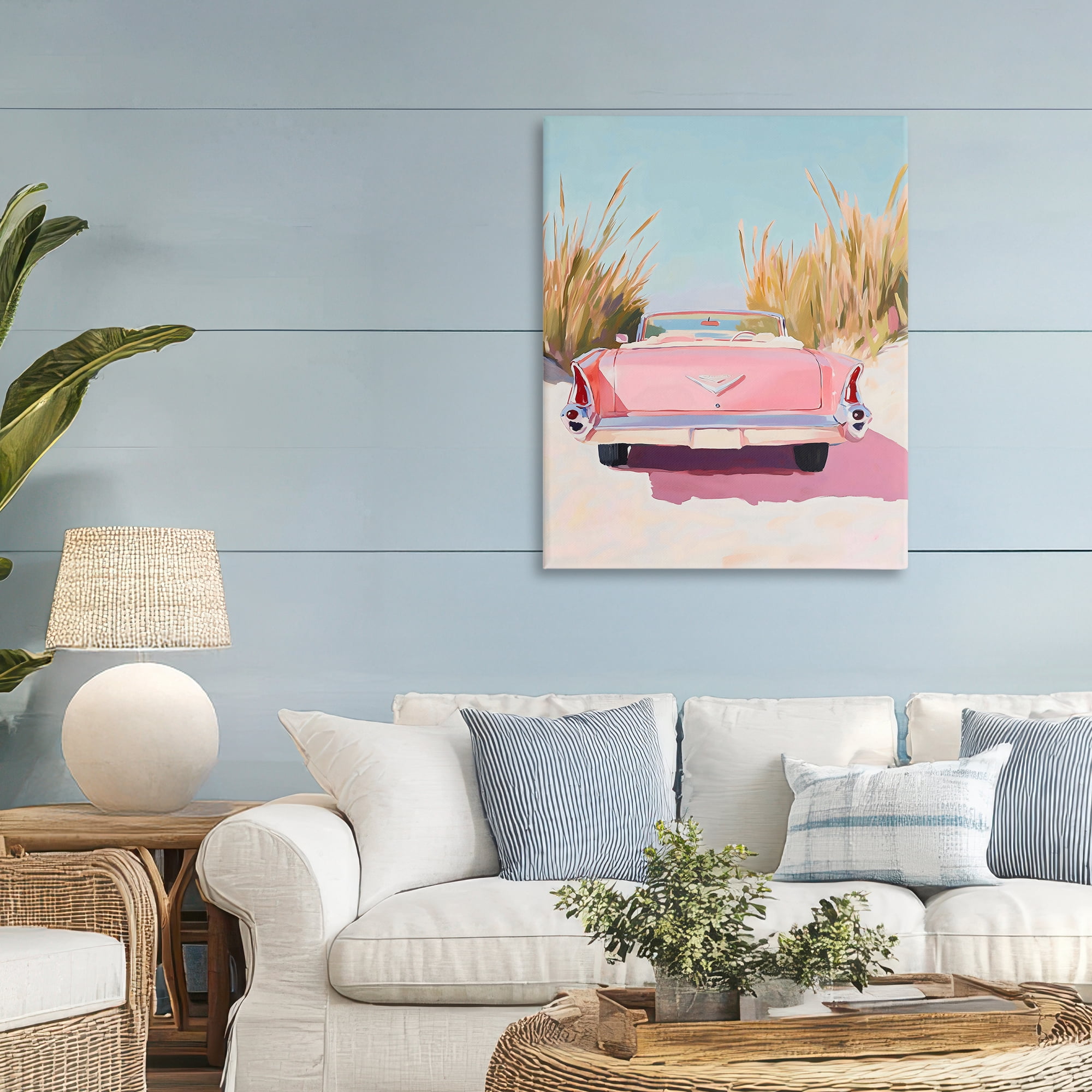 Stupell Industries Pink Cadillac on Beach Canvas Wall Art, design by The Prints Vibe