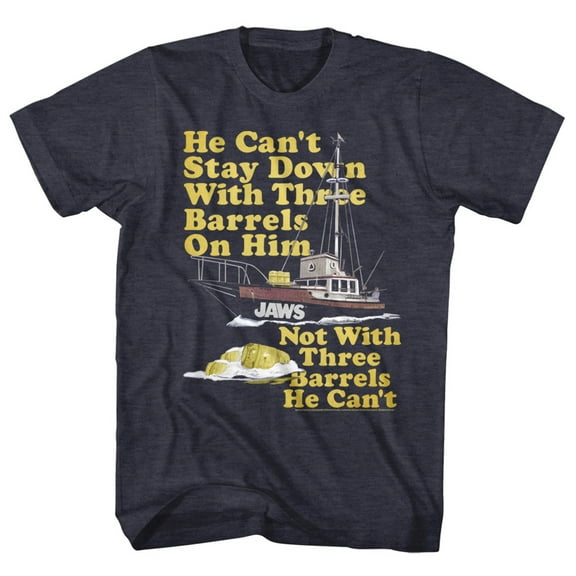 Jaws 70's Barrels Navy Heather Adult T-Shirt