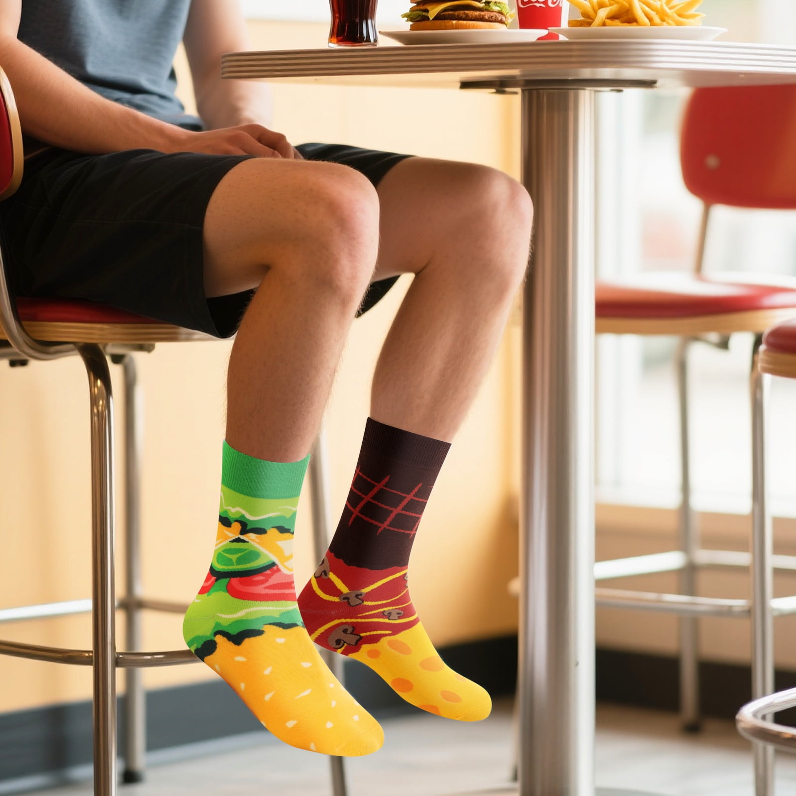 Funny Burger Socks Box for Men Dad Women Teen Boys -Funny Gifts Hamburger Novelty Funky Crazy Silly Cool Food Socks -Fathers Valentines Day Birthday Gag Christmas Gift Ideas Stocking Stuffers