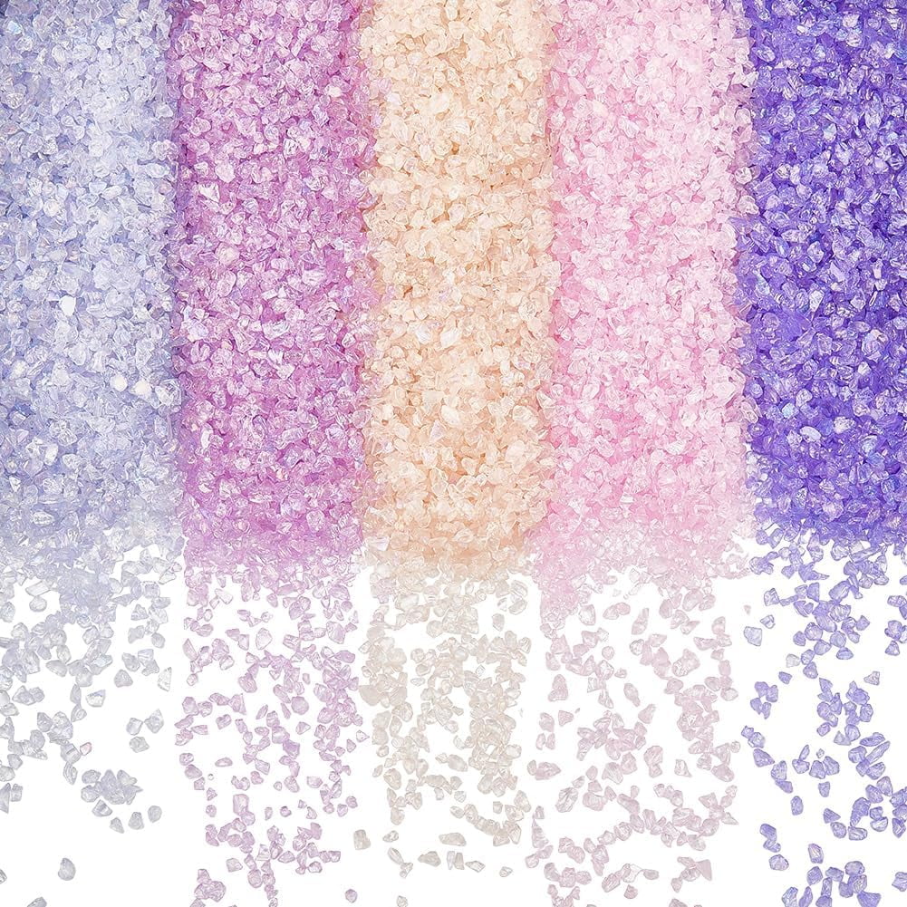 1 Box 300G 5 Colors Crushed Glass Decor Purple Broken Crystals Irregular Chunky Metallic Sprinkles Flakes Glitter Small Pieces Chips Creative Craft