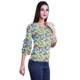 thumbnail image 3 of Moomaya Sexy 3 /4Th Sleeve Tops Women Printed Ruffle Shirt Women Summer T-Shirt, 3 of 5