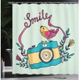 thumbnail image 3 of Ambesonne Camera Shower Curtain, Love Bird Chirping Creative, 69"Wx70"L, Multicolor, 3 of 4