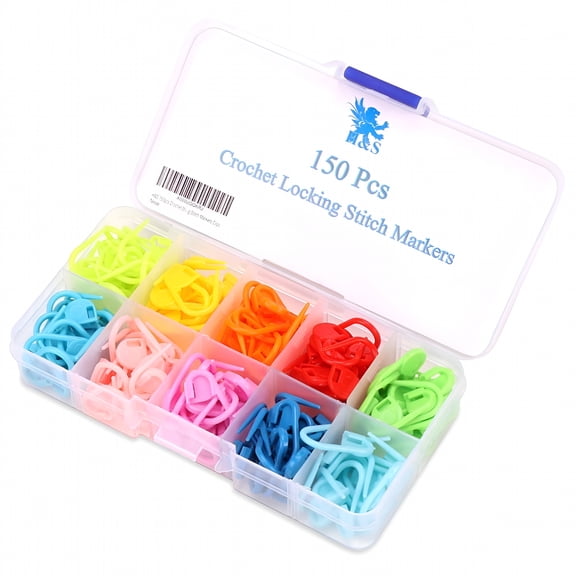 VANIDO 150pcs Crochet Stitch Marker Knitting Crochet Locking Stitch Markers Clips - Pattern Yarn Needle