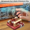 thumbnail image 4 of Heavy Duty CW Key Automatic Morse - PUTIKEEG Morse Code Keyer Shortwave Radio Morse Telegraph Key Lambic Double Paddle Morse Code Key Aluminum Alloy CW Morse Code Key Square-Shaped Base - Red Gold, 4 of 5