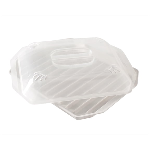 Microwave Bacon Rack with Lid Healthy Bacon Cooker 10.25x8x2 Inches Food Safe Bacon Cooking Tray for Crispy Bacon Home Kitchen