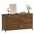 IKENO 6 Drawer Double Dresser, Industrial Wood Dresser for Bedroom