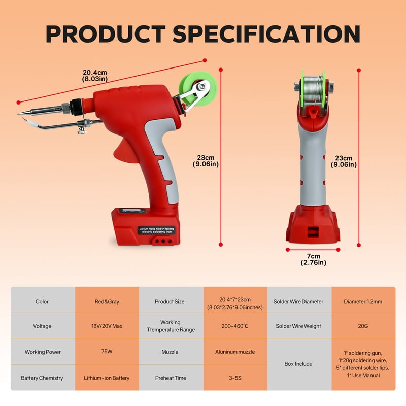 75W Cordless Soldering Iron Kit for Mil.wau*kee 18V Battery Fast Welding Tool LCD Digital Display Electric Solder Gun (No Battery)