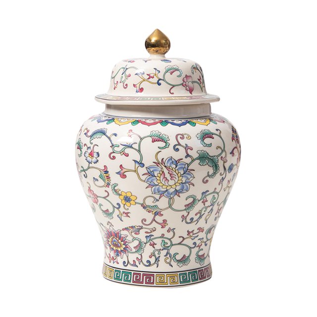 Tarro de jengibre de cerámica Jarrón De Jengibre, Jarrón De Porcelana, Tarro De Jengibre, Tarro Decorativo Para Decoración Del Hogar, Tapa Hermética Blanca, 15x23cm Fanmusic Tarro de jengibre de cerámica