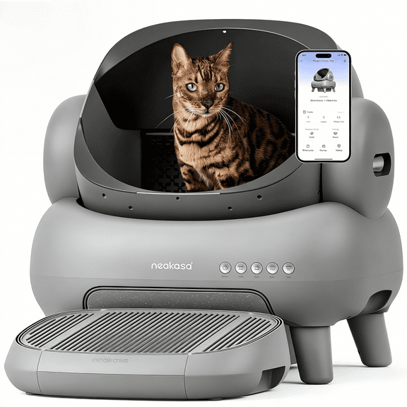 Neakasa M1 Plus Self-Cleaning Litter Box & Step Stool Bundle – Odor-Free Automatic Waste Disposal with Sensor, Easy Clean Tray, Includes Trash Bags for Cats