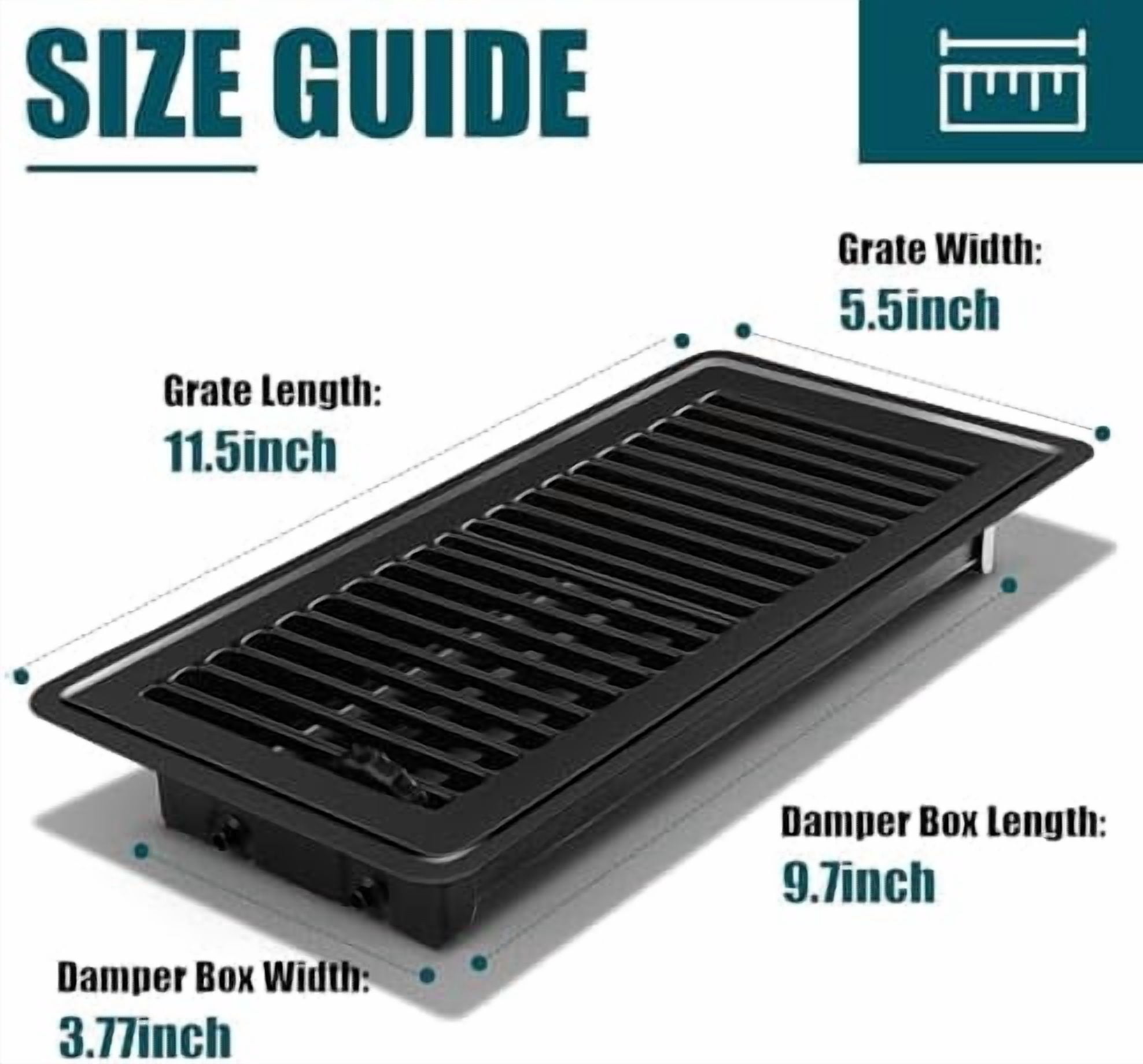 Floor Register 4x10, 6 Pack Black Floor Vent Covers, Heavy Duty Steel Walkable Floor Vents,Vent Covers for Home Floor