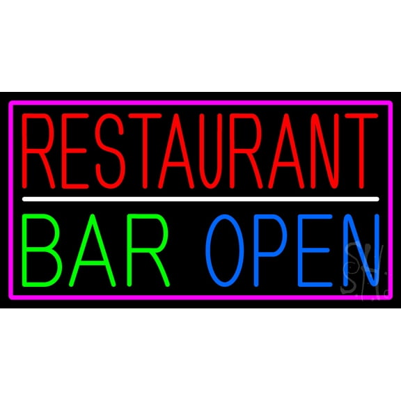 Restaurant Bar Open LED Neon Sign 13 x 24 - inches, Clear Edge Cut Acrylic Backing, with Dimmer - Bright and Premium built indoor LED Neon Sign for Bar decor.