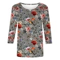 thumbnail image 3 of Women Casual V-Neck T-Shirts Loose Puff Short Sleeve Tops Tunic Blouses, 3 of 5