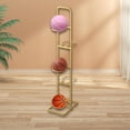 thumbnail image 1 of Colaxi Basketball Ball Storage Rack 5 Tier Volleyball Ball Rack Shelf Space Saver Metal Vertical Ball Holder for Kindergarten Indoor Gold, 1 of 8