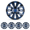 thumbnail image 2 of 13" Set of 4 Wheel Covers Snap on Hubcaps Full Hub Caps Fit R13 Tire & Steel Rim (4 Pack) Black&Blue, 2 of 11