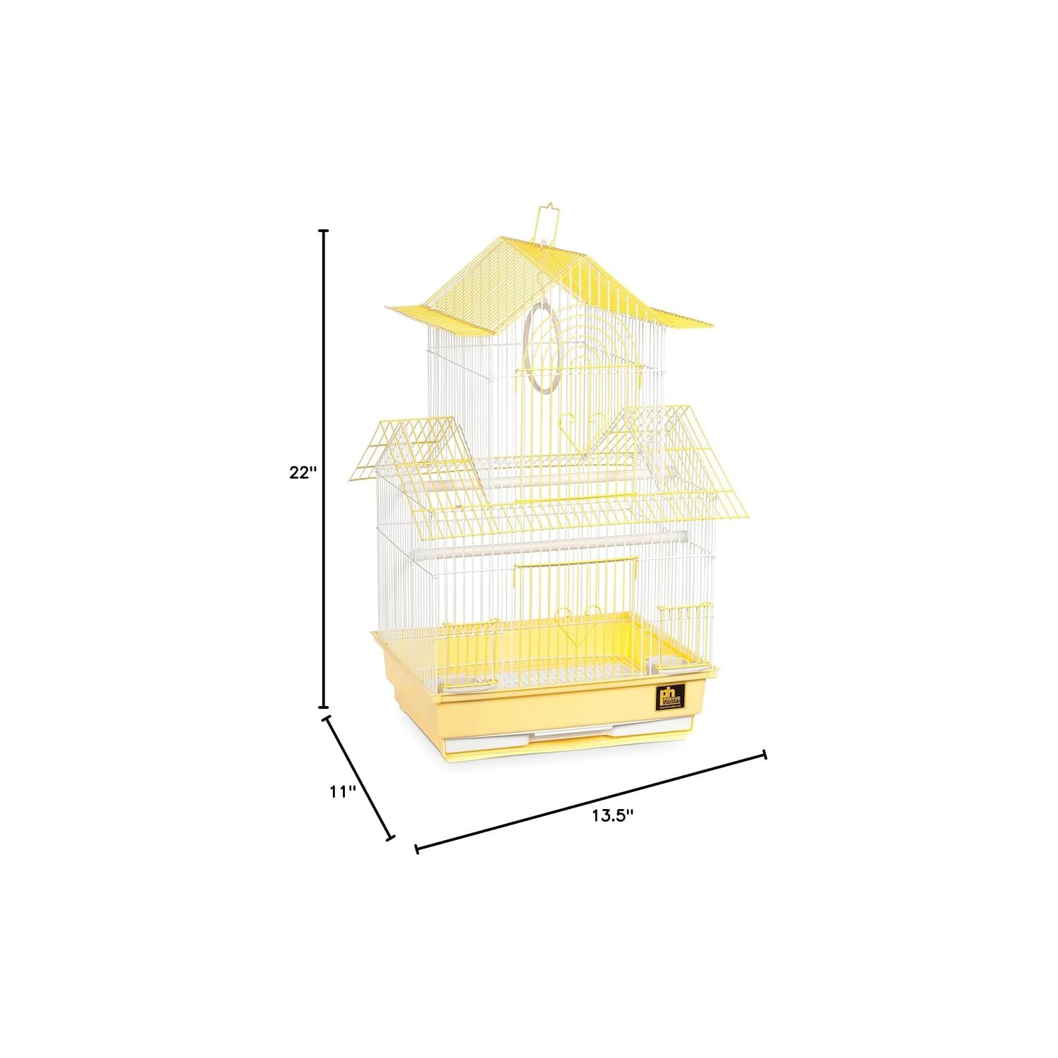 HomeStock Rustic Retreat Bird Cage with Natural Wood Accents, Durable Metal Construction, Spacious Interior, and Comfortable Features for Birds'-Color:Yellow