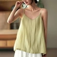 thumbnail image 4 of Fanxing Green Linen Cotton Camisoles for Women M Dressy Casual Sleeveless V Neck T Shirts Loose Fitting Flowy Tunic Tank Tops （Women's M-3XL, 4 of 6