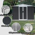 thumbnail image 4 of FFZ 8x6 Feet Apex Roof Dark Grey Aluminum Alloy Frame Garden Shed Sliding Door, 4 of 6