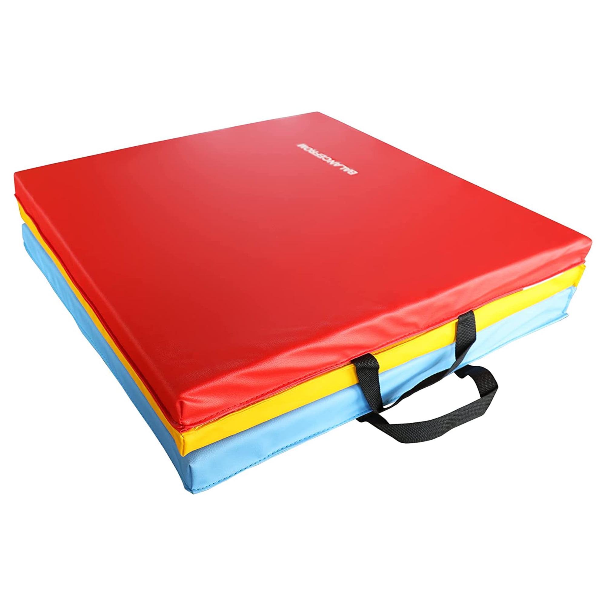 BalanceFrom 6 Ft. x 2 Ft. x 1.5 In. Three-Fold High Density Foam Folding Exercise Mat with Carrying Handles for MMA, Gymnastics and Home Gym, Multi-color