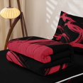 thumbnail image 5 of Erosebridal Geometric Circle Zipper Queen Comforter Set with Fitted Sheet and 2 Pillowcases, Abstract Swirl Line Zipper Bedding Set, Red Black, Black Reversible, 5 of 7