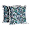 thumbnail image 4 of S4Sassy Leaves|Floral & Crystals Ocean Blue Cotton Flex Living Room Tassel Sofa Cushion Cover Printed Home Decor Pillow Cases 2Pcs-18 x 18 Inches, 4 of 5