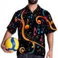 thumbnail image 4 of Note Men's Hawaiian Shirt, Short Sleeve Printed Button Down Beach Casual Tops, Summer Spread Collar Men's Shirts, 4 of 6