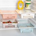 thumbnail image 4 of Caja de plástico transparente para almacenamiento de alimentos y frutas, organizador de nevera, cajón deslizante debajo del estante, soporte para estante, 4 of 4
