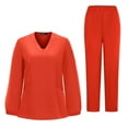 thumbnail image 1 of Ktyne Ensemble de Sarraus Rouges pour Femmes Extensible Uniforme d'Infirmière Manches Courtes Sarrau et Pantalons Joggers Tenue d'Hôpital de Couleur Unie avec Multiples Poches Vermillon TG, 1 of 5