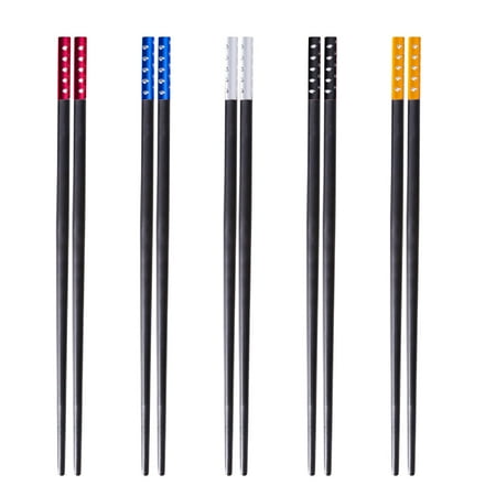 

5pairs Japanese Fiberglass Non Slip 9.6inch Reusable Chopsticks Gift Alloy Tip