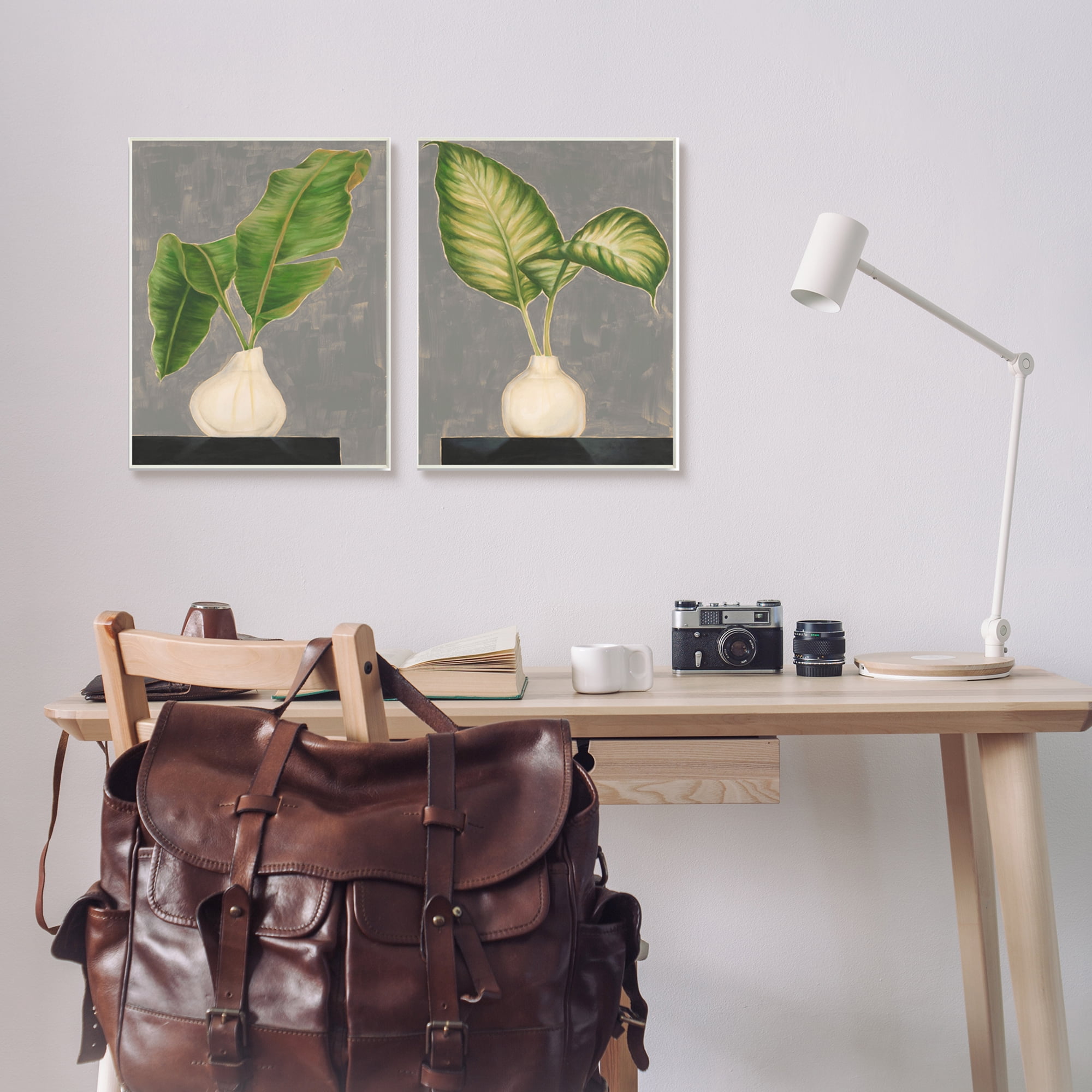 Stupell Indtries Large Palm Leaf Potted Plants Interior Still Life,13 x 19,Design by Jennifer Goldberger&nbsp;
