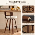 thumbnail image 5 of LEGAHOME Swivel Bar Stools Set of 3, 26” Upholstered Counter Height Bar Stools with Rattan Back and Wood Legs, Mid-Century Modern Barstools for Kitchen Island, 300 lbs, Walnut + Beige, 5 of 11