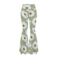 thumbnail image 4 of Xoenoiee Daisy Flower Print Flare Pants for Women Yoga Leggings High Waisted Bootleg Pants Elastic Bell Bottom Pants Bootcut Sweatpants, XL, 4 of 7