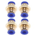 thumbnail image 1 of Conectores de aire de empuje únicos Bargains 3/8" unión de mamparo plástico metal 4 piezas tono azul dorado, 1 of 7