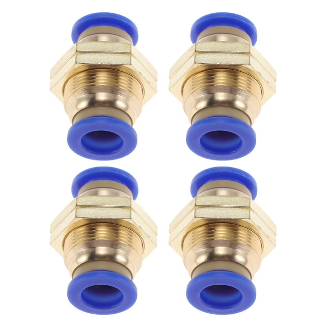 Conectores de aire de empuje únicos Bargains 3/8" unión de mamparo plástico metal 4 piezas tono azul dorado