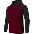 thumbnail image 2 of Tyhengta Men's Hoodies Pullover Plaid Jacquard Hoodie Long Sleeve Casual Drawstring Sweatshirts with Pocket Winered/Black XXL, 2 of 8