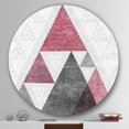thumbnail image 3 of Designart 'Pink Geometric Mod Triangles II' Art mural géométrique en métal cercle, 3 of 3