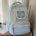 thumbnail image 3 of School Backpack with Transparent Compartment, Lightweight Spacious Backpack, Multi-Layer Loptop Backpack for Travel Shopping, Blue, 3 of 10