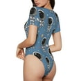 thumbnail image 3 of Lsque Cute Cartoon Astronaut Women's Crew Neck Short Sleeve Bodysuit Basic T Shirts Tops Onesie Adult Cute Pajama-X-Large, 3 of 8
