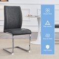 thumbnail image 4 of Noble House Luxury Arch Dining Chairs, PU Leather Upholstered Side Chairs, Silver Arched Legs, Dark Gray, Set of 2, 4 of 11