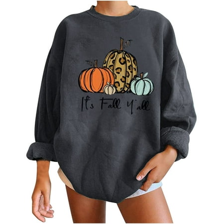

in October we wear Women Funny Pumpkin Printed Sweatershirt Casual Graphic Fall Long Sleeve T Shirt Tops Creawneck Plus Size Loose Fit Oversize Lightweight Soft Top Gothic Halloween Pullover