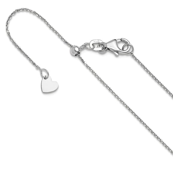 10k White Gold Adjustable 1mm Sparkle-Cut Cable Chain Necklace 22 Inch Chain Necklace for Women and Men