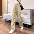 thumbnail image 4 of TNOBHG Women Wide-leg Pants Women's Wide-leg Pants Casual Elastic Waist Trousers for Daily Wear Polyester Casual Pants, 4 of 8