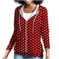thumbnail image 3 of Trikvn Women's Polka Dot Zip Up Hoodies Long Sleeve Lightweight Sweatshirts Classic Printed Full Zip Jacket with Pockets and Drawstring Casual Outerwear for Fall Fashion, 3 of 7