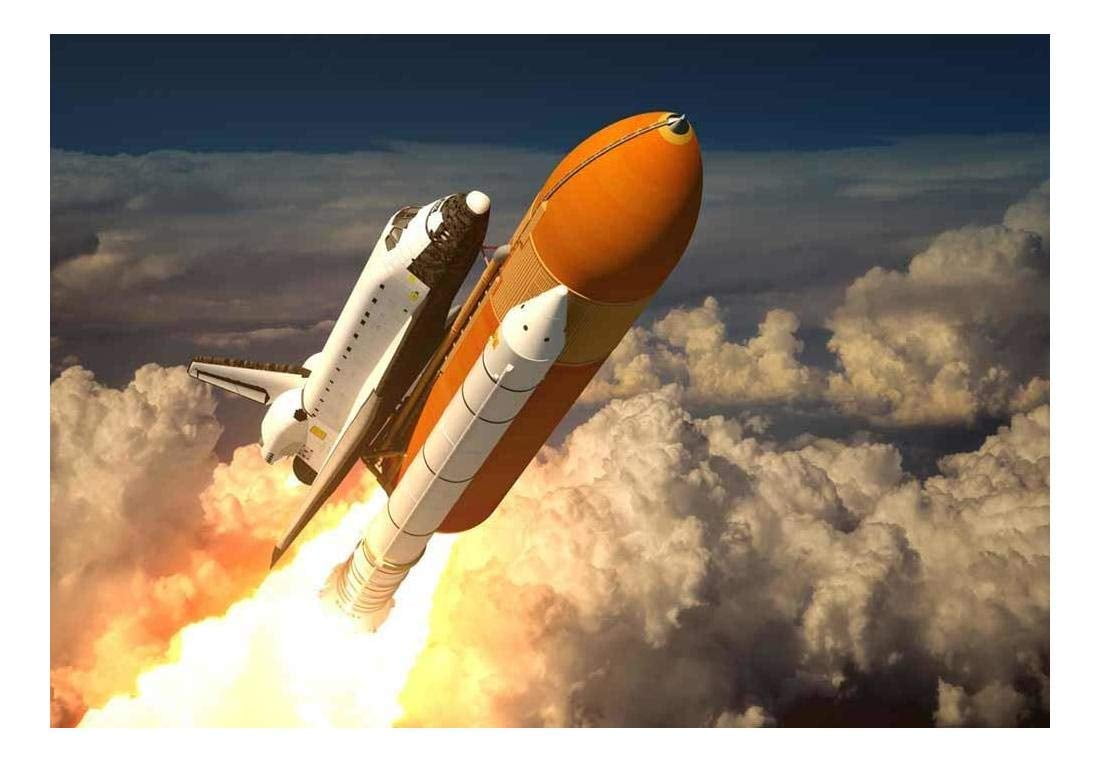 wall26 Rocket Ship Blasting off into Space Wall Mural, Removable