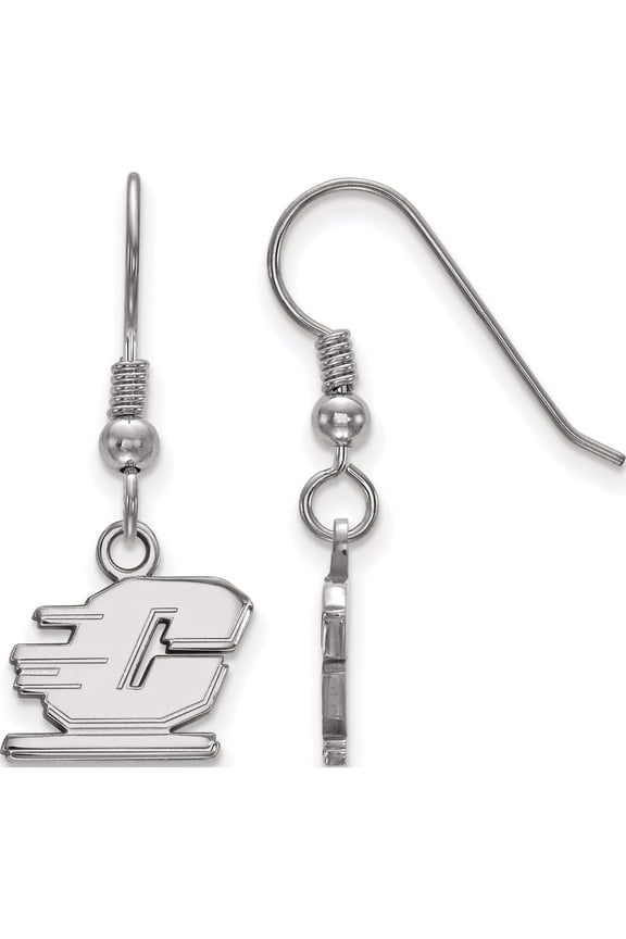 Sterling Silver S. Rh-P Logoart Central Michigan University Xs Dangle Earrings (29 X 12) Made In United States ss005cmu