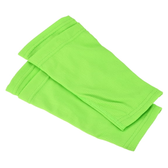 Size L Soccer Shin Guard Socks, Breathable Sleeves for Running, Green 4 Pack