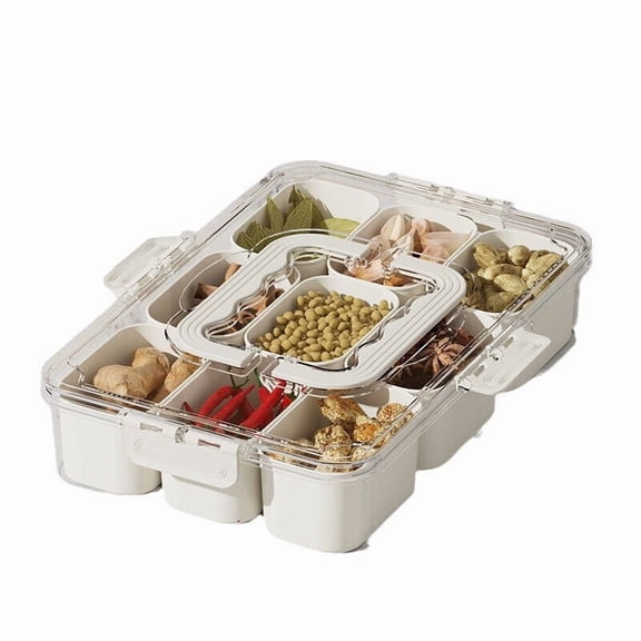 WEISIPU Divided Serving Tray with Lid and Handle, Snackle Box Charcuterie Container with 6/9 Compartments, Portable Snack Platters for Fruit, Candy, Nuts, Snacks